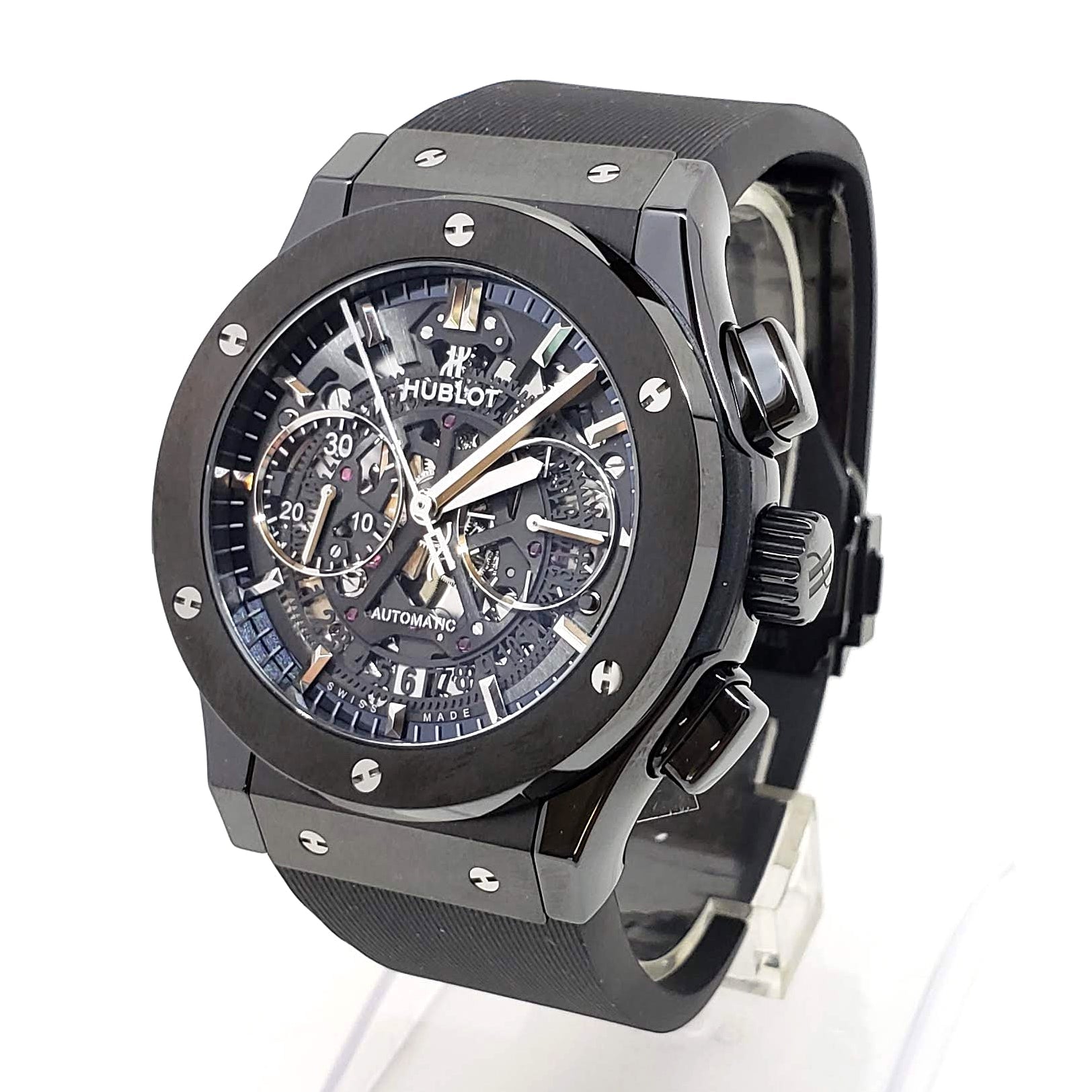 Hublot Classic Fusion Aero Chronograph Black Magic Ceramic Rubber Men's Watch - Premium Luxury Product