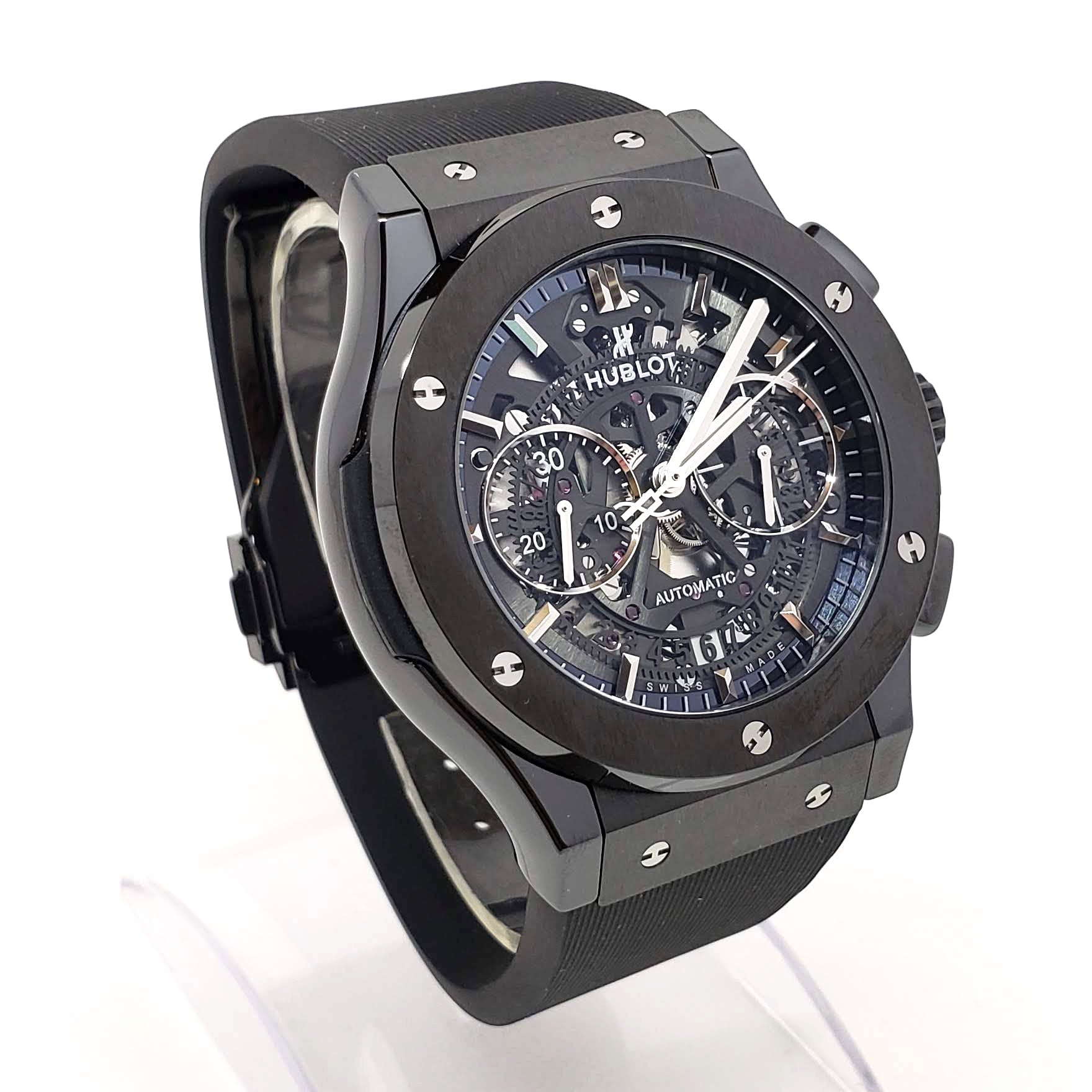 Hublot Classic Fusion Aero Chronograph Black Magic Ceramic Rubber Men's Watch - Premium Luxury Product