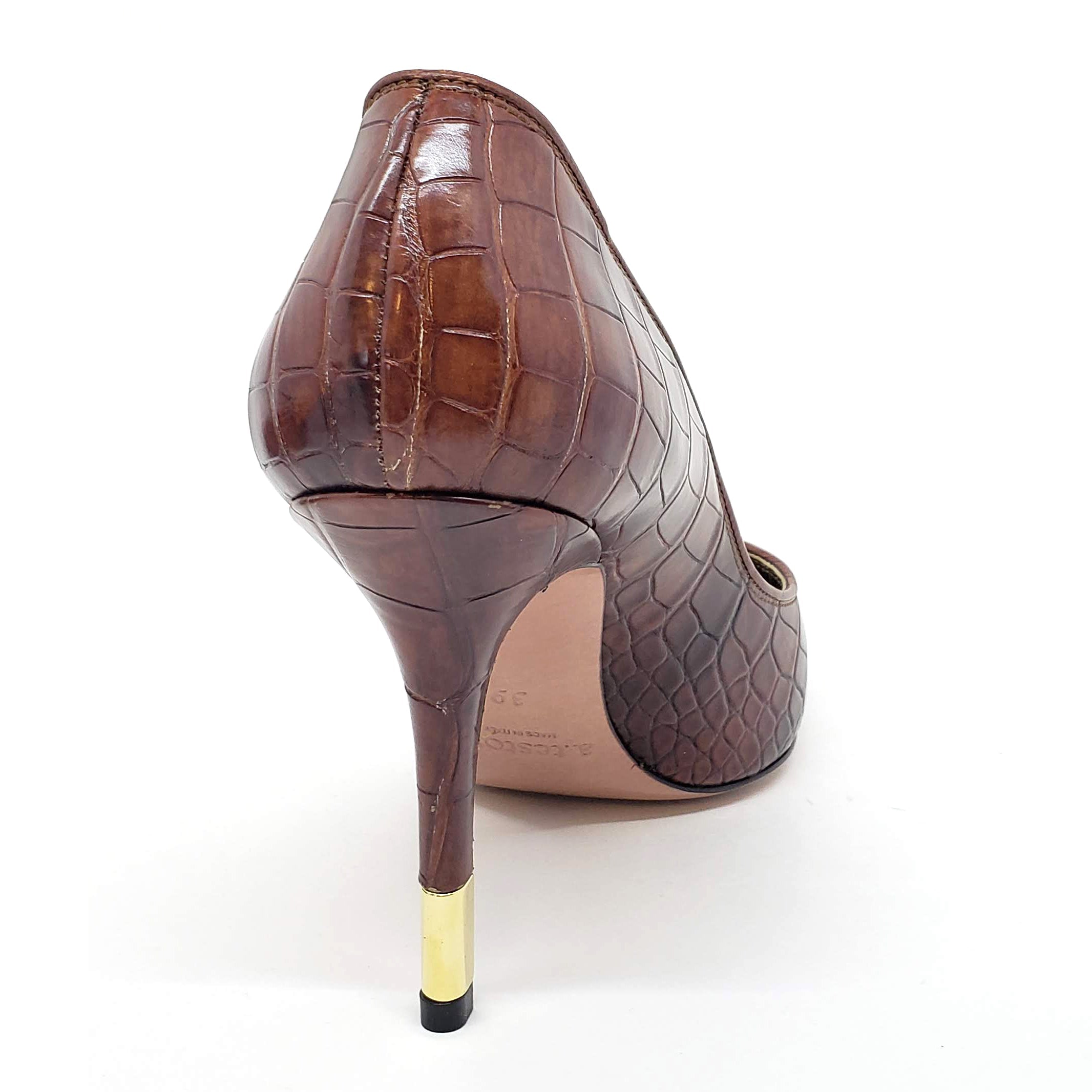 Testoni Brown Crocodile Lady's Pumps