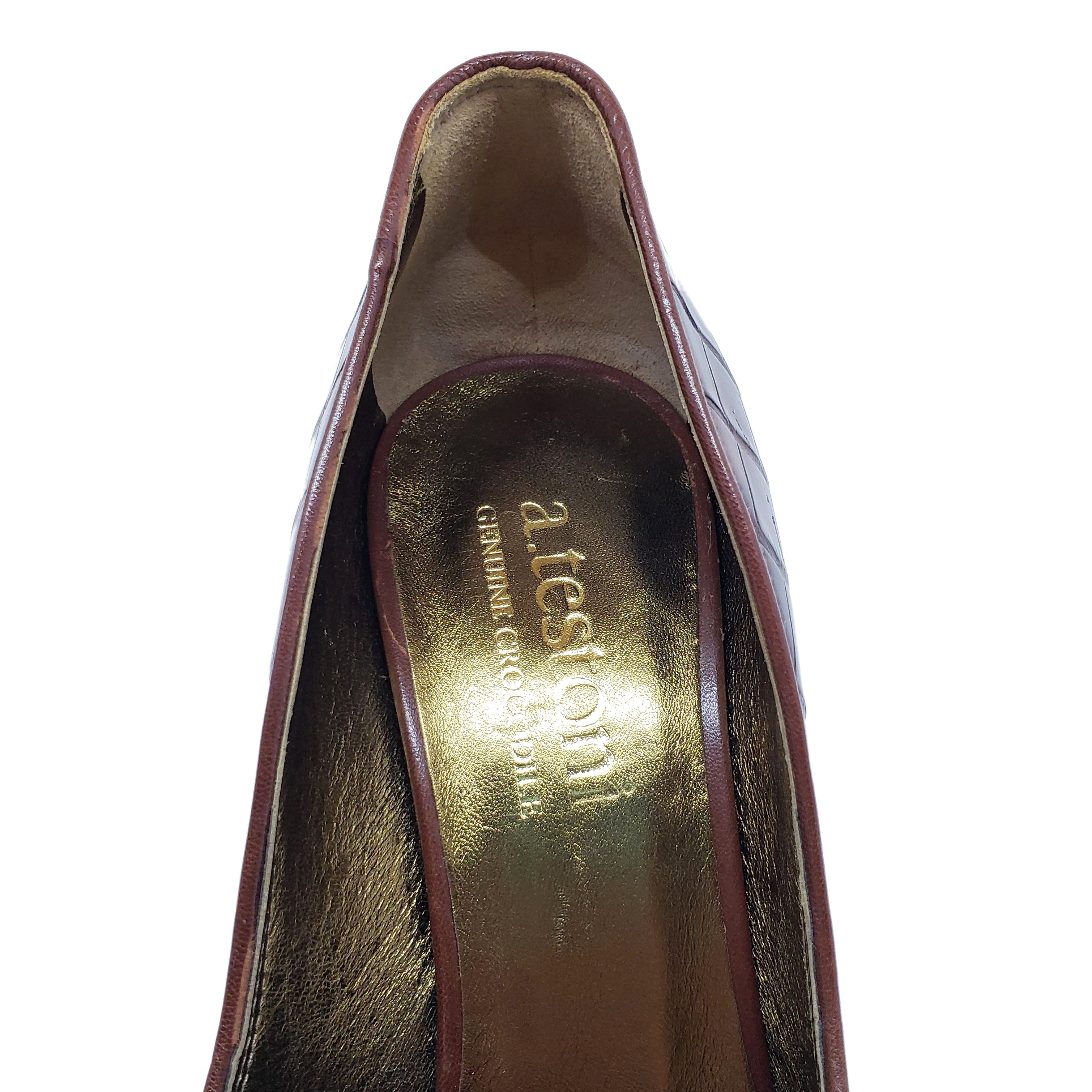 Testoni Brown Crocodile Lady's Pumps