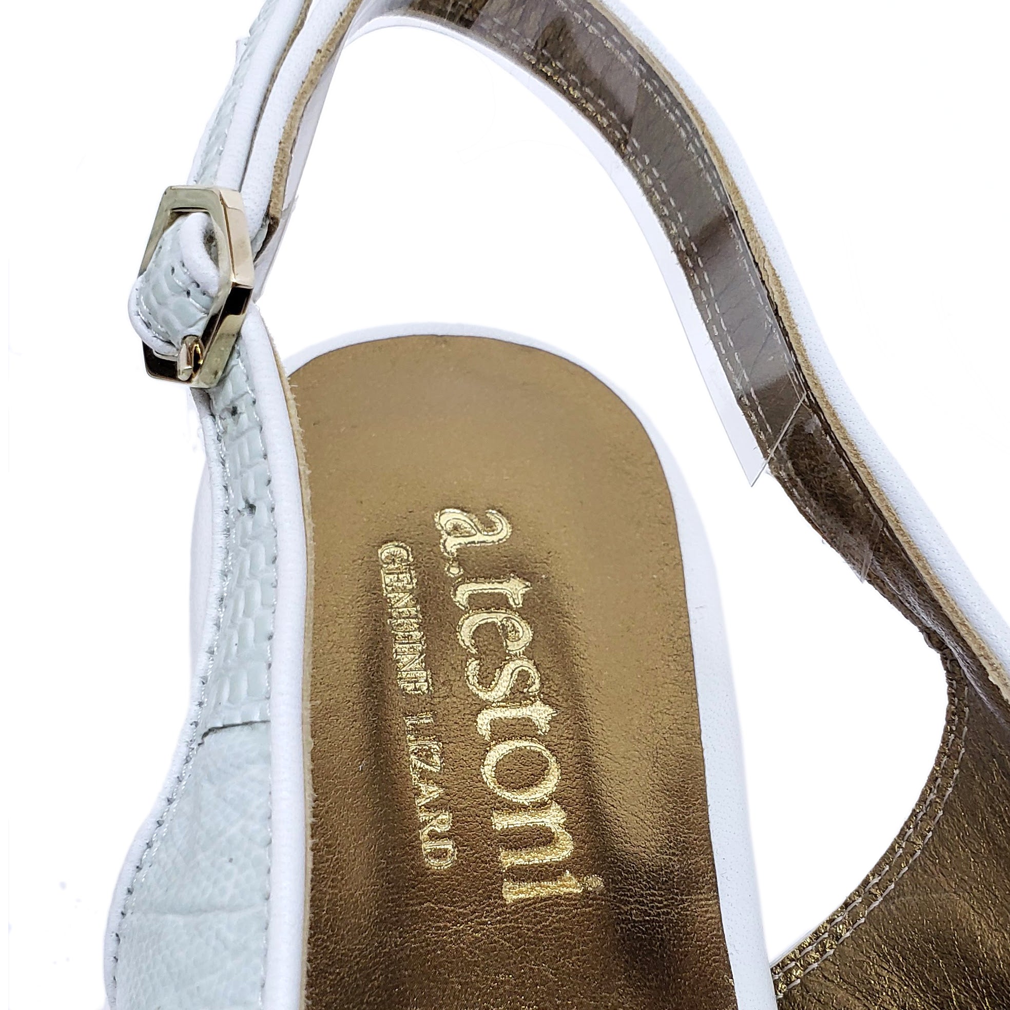 Testoni White Lizard Lady's Flat Shoes