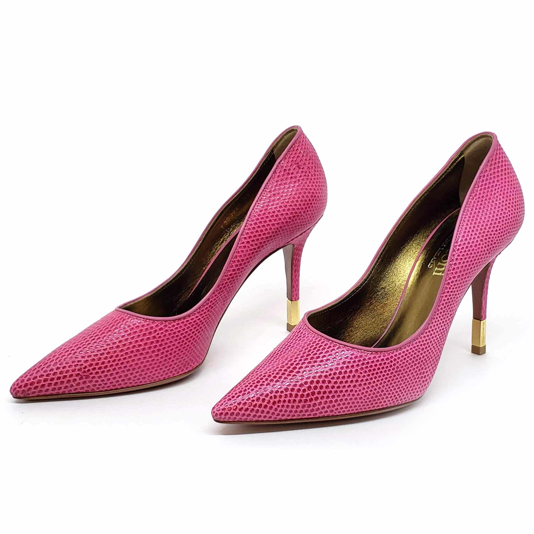 Testoni Pink Lizard Leather Lady's Pumps