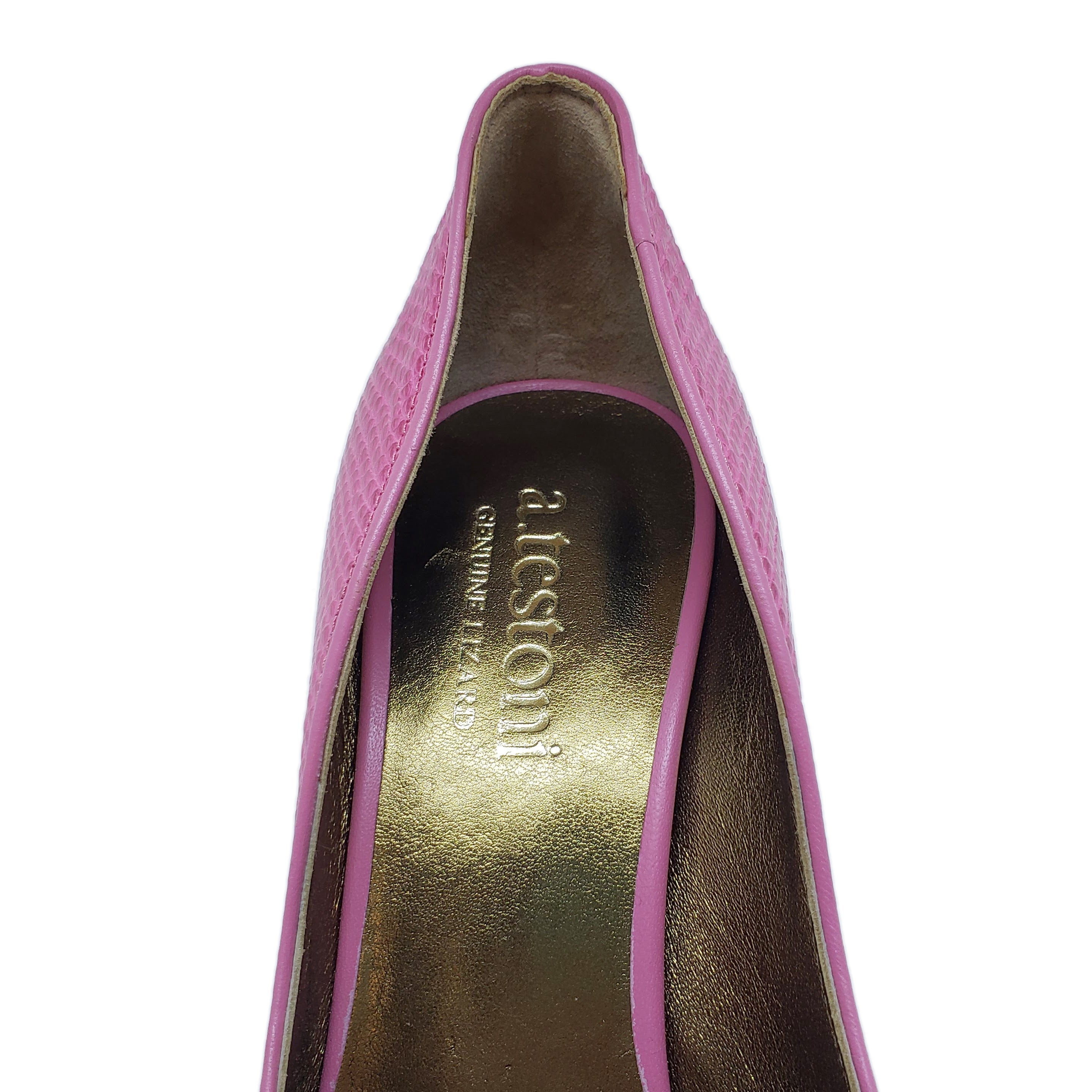 Testoni Pink Lizard Leather Lady's Pumps
