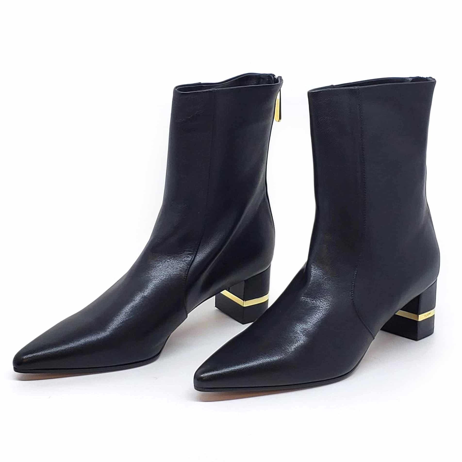 Testoni Black Leather Lady's Short Boots
