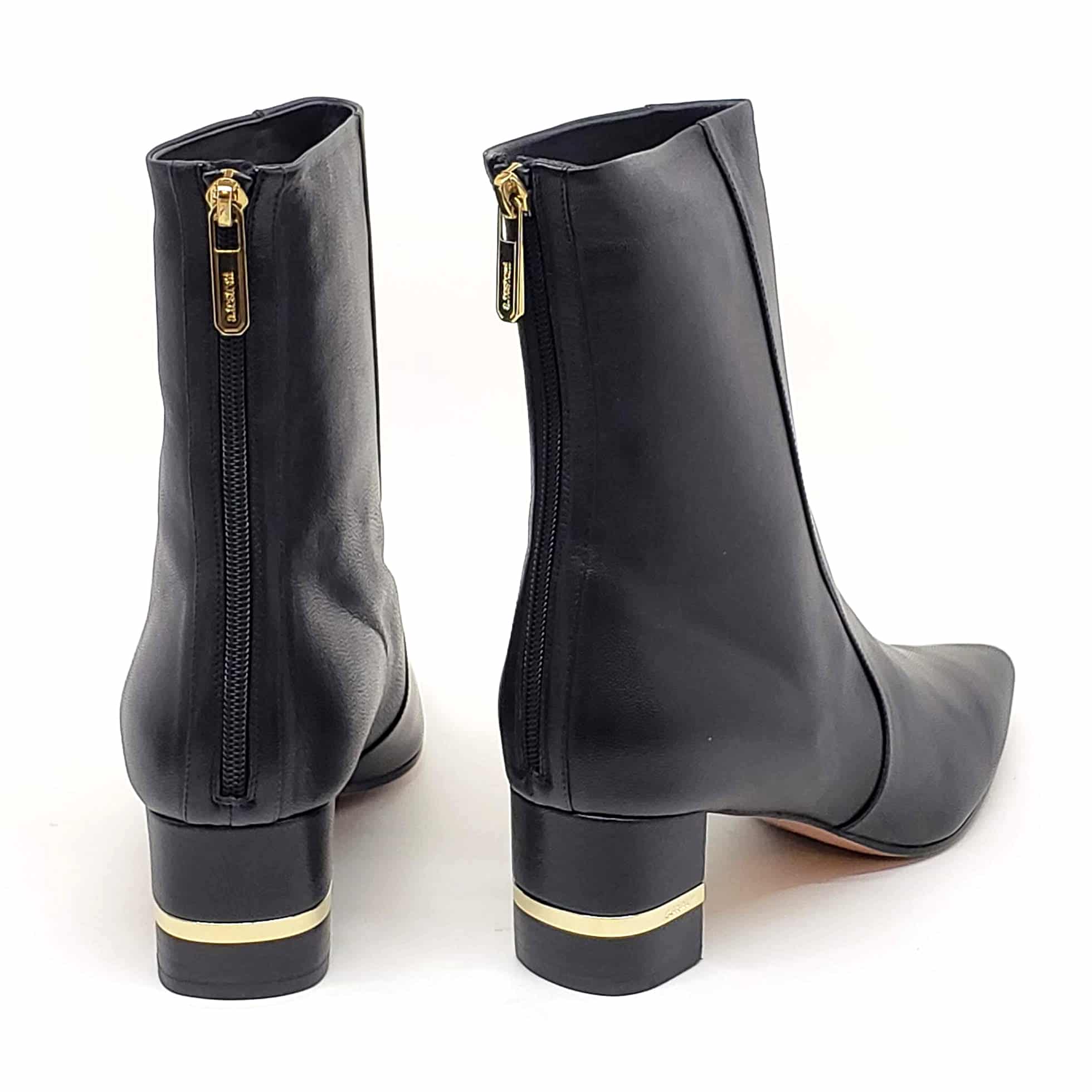 Testoni Black Leather Lady's Short Boots