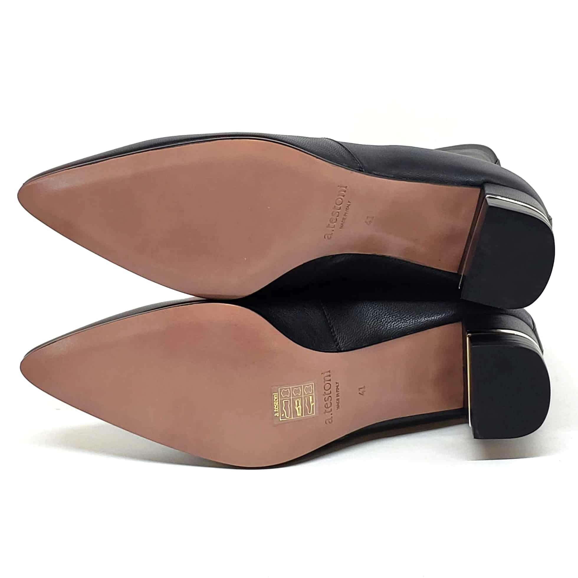 Testoni Black Leather Lady's Short Boots