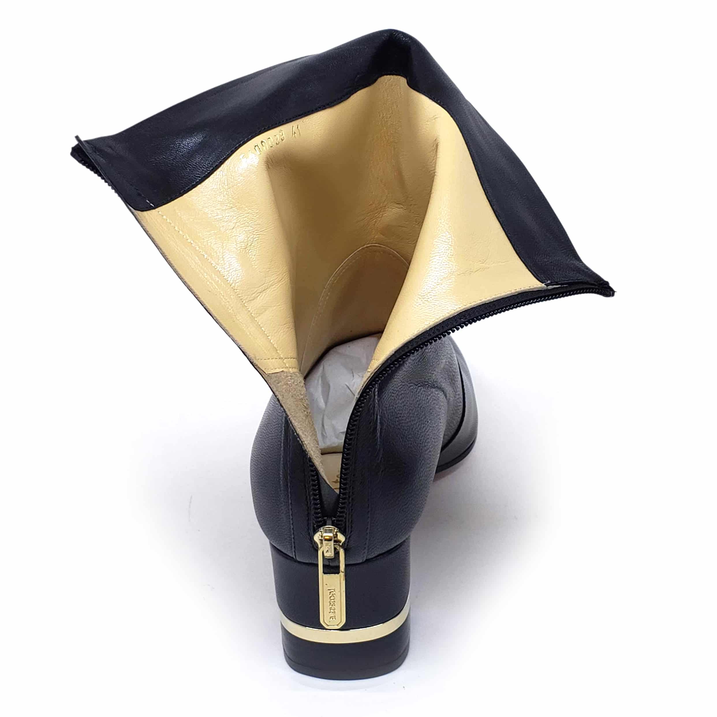 Testoni Black Leather Lady's Short Boots