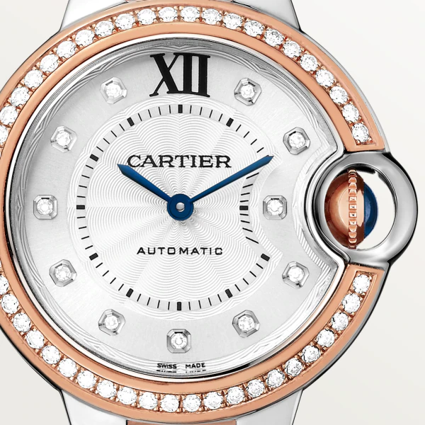 Cartier Ballon Bleu 36 mm Stainless steel & Rose Gold & Diamonds Lady's Watch - Premium Luxury Product