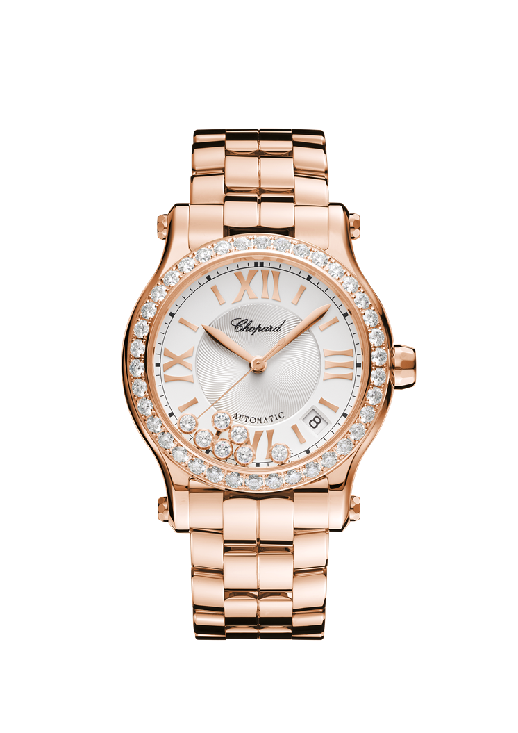 Chopard Happy Sport 18K Rose Gold &amp; Diamonds Ladies Watch - Premium Luxury Product