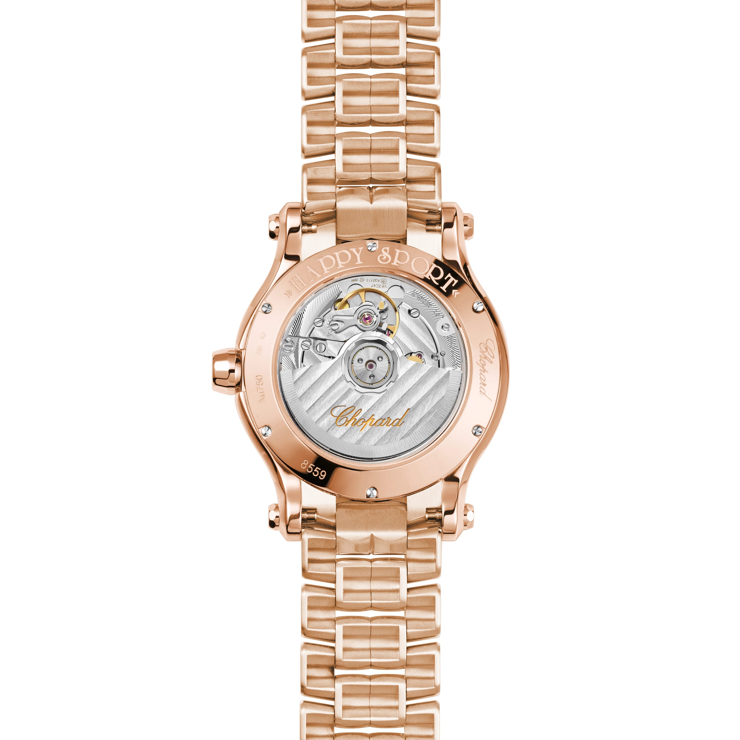 HAPPY SPORT 36 MM, AUTOMATIC, ETHICAL ROSE GOLD, DIAMONDS 274808-5004
