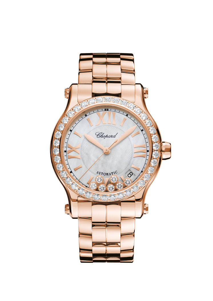 Chopard Happy Sport 18K Rose Gold &amp; Diamonds Ladies Watch - Premium Luxury Product