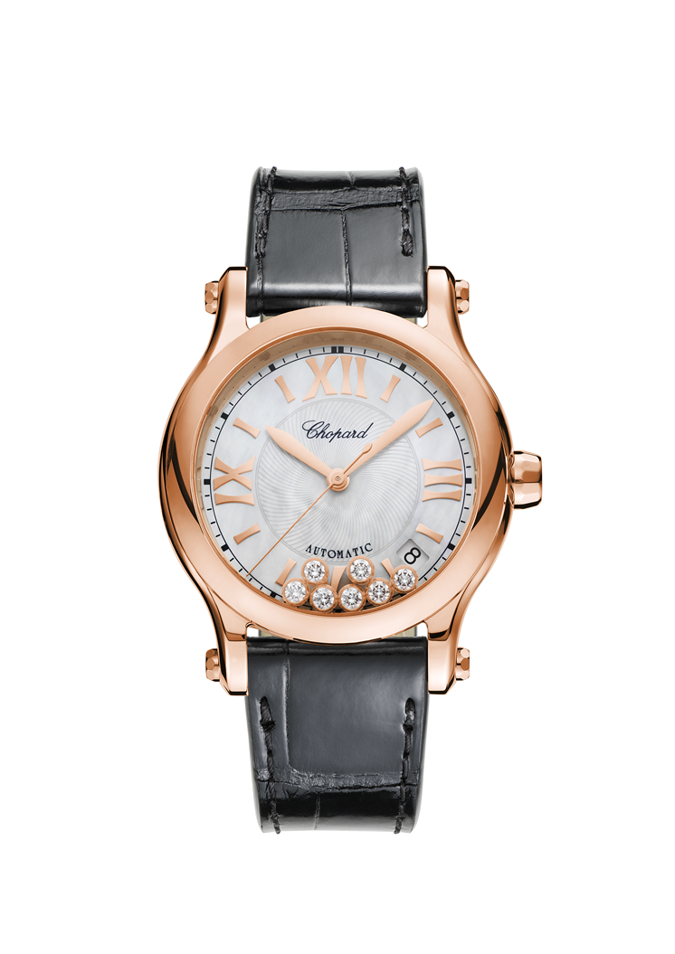 Chopard Happy Sport Diamonds &amp; 18K Rose Gold Ladies Watch - Premium Luxury Product