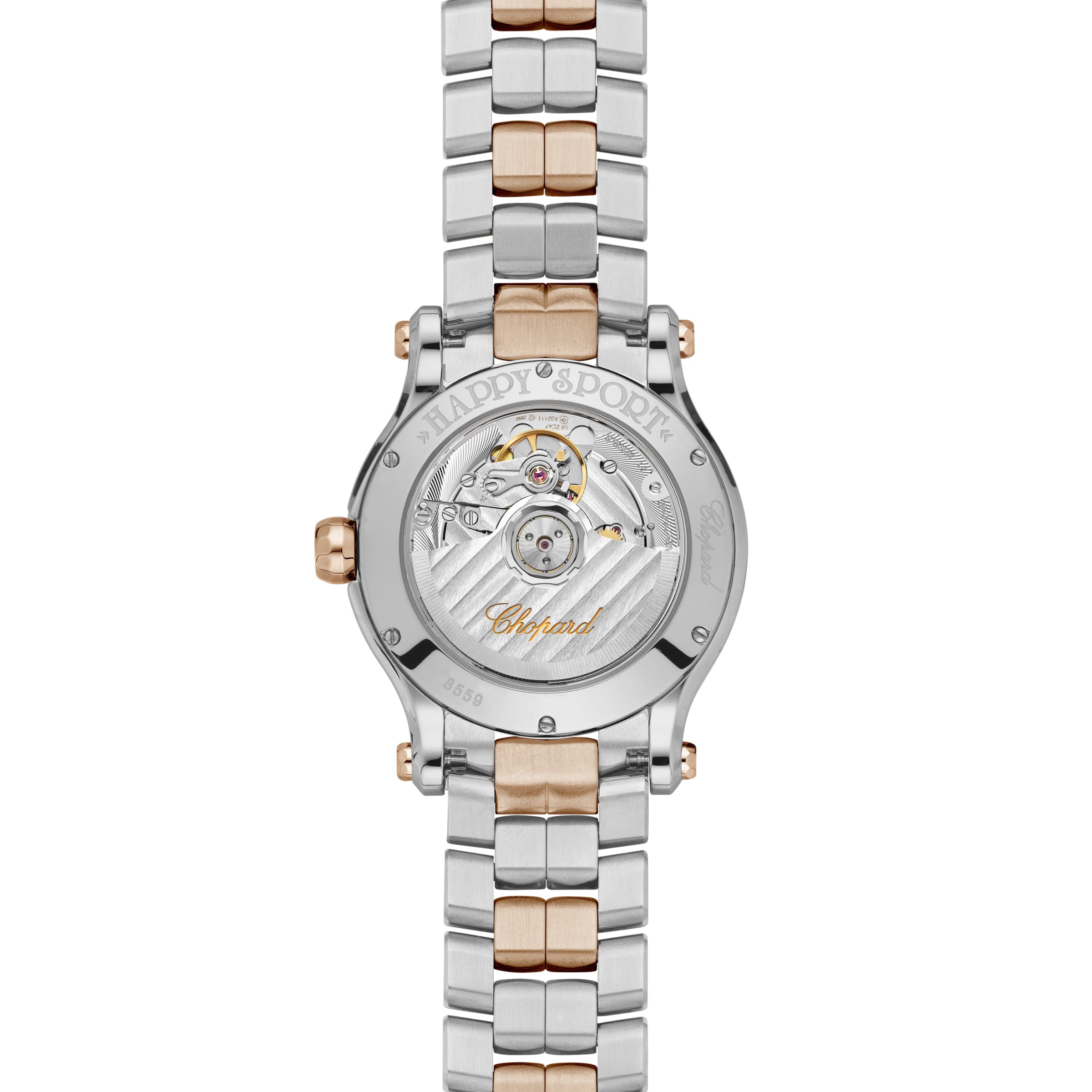 HAPPY SPORT 36 MM, AUTOMATIC, ETHICAL ROSE GOLD, LUCENT STEEL™, DIAMONDS 278559-6026