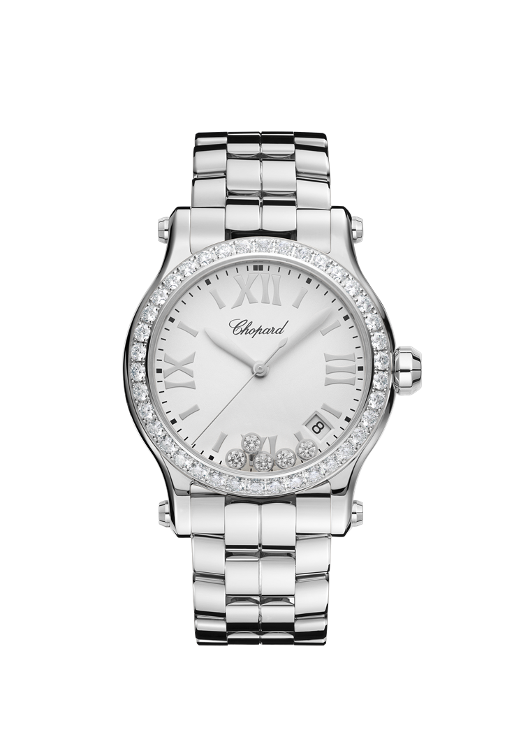 Chopard Happy Sport Stainless Steel & Diamonds Ladies Watch - Premium Luxury Product