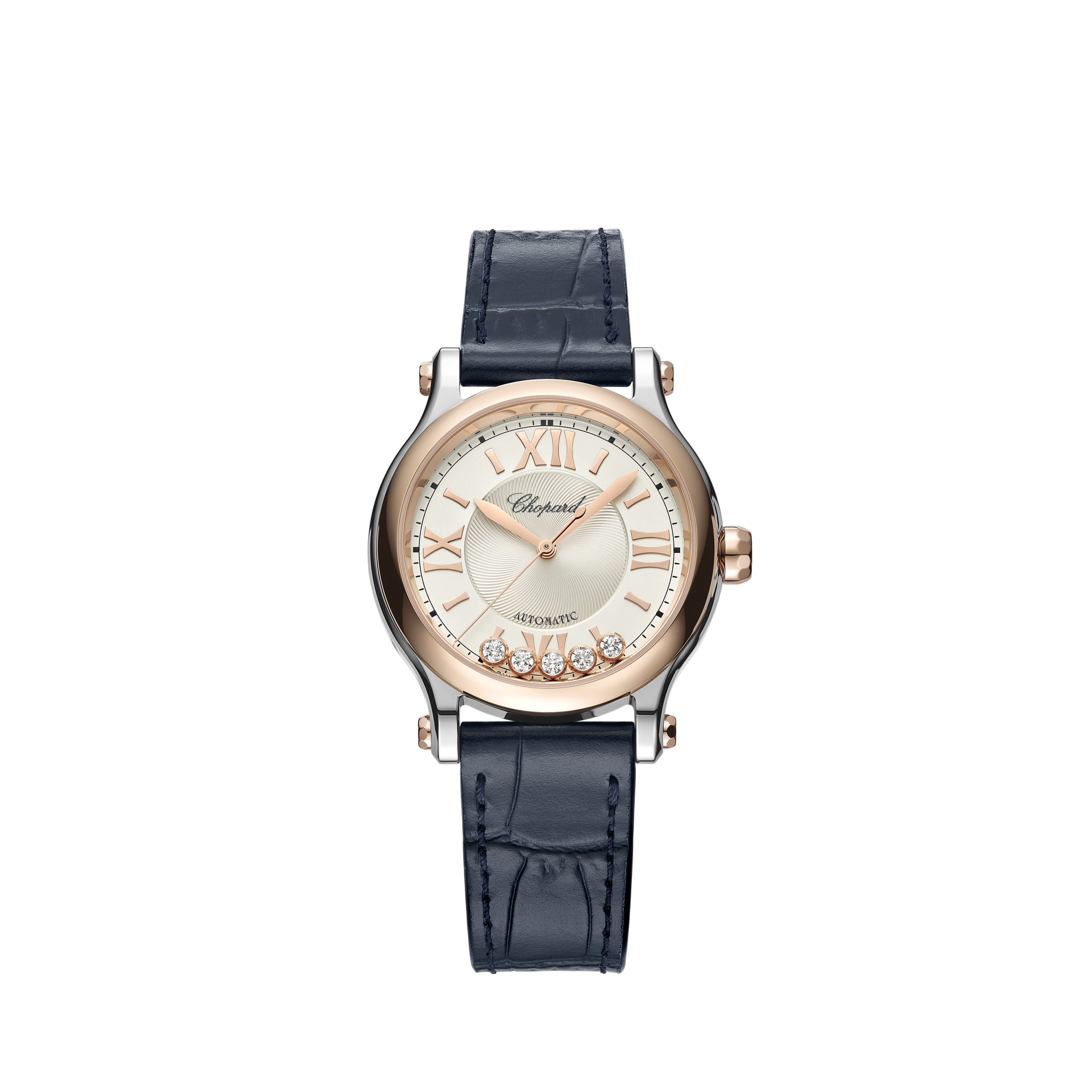 HAPPY SPORT 33 MM, AUTOMATIC, ETHICAL ROSE GOLD, LUCENT STEEL™, DIAMONDS 278608-6001