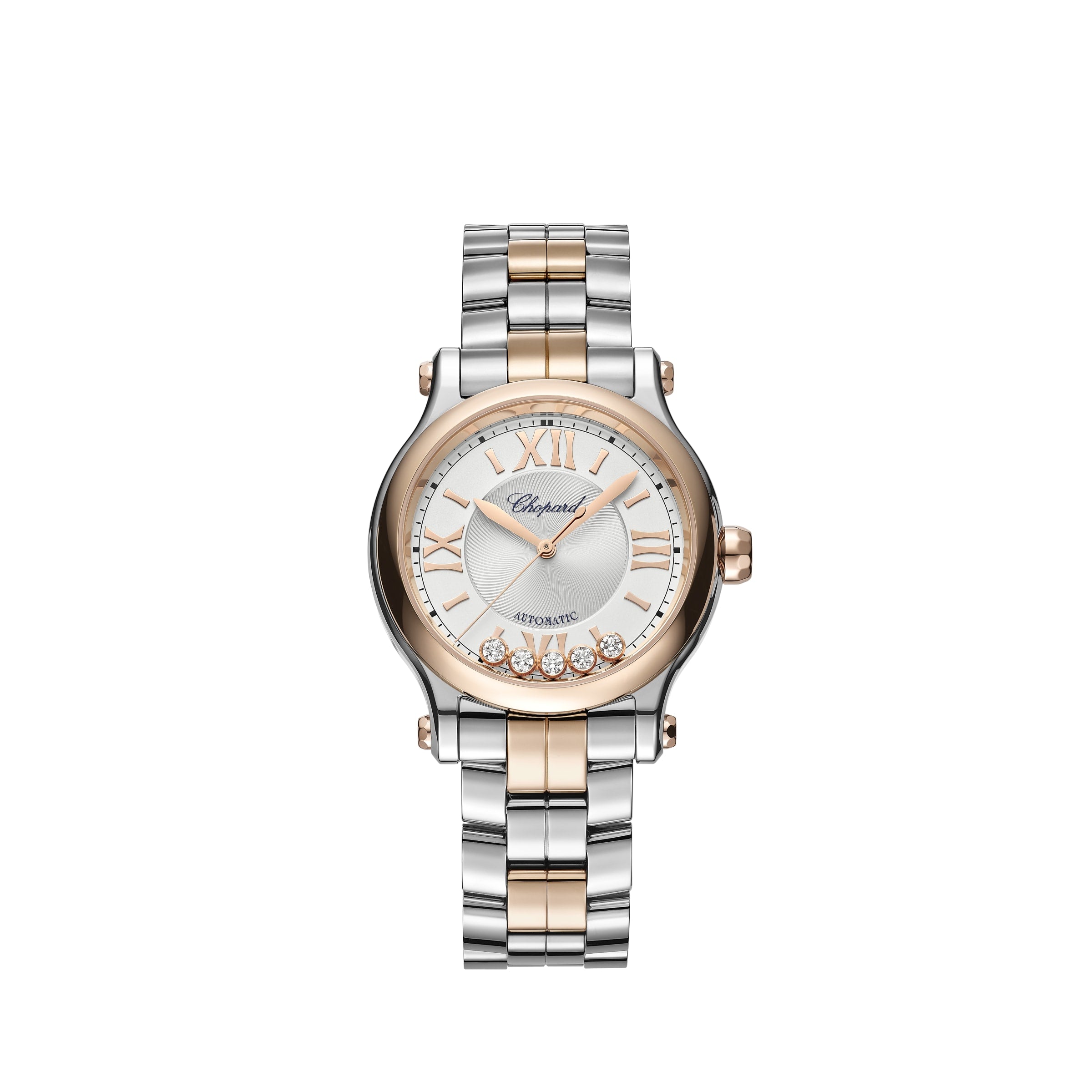HAPPY SPORT 33 MM, AUTOMATIC, ETHICAL ROSE GOLD, LUCENT STEEL™, DIAMONDS 278608-6002