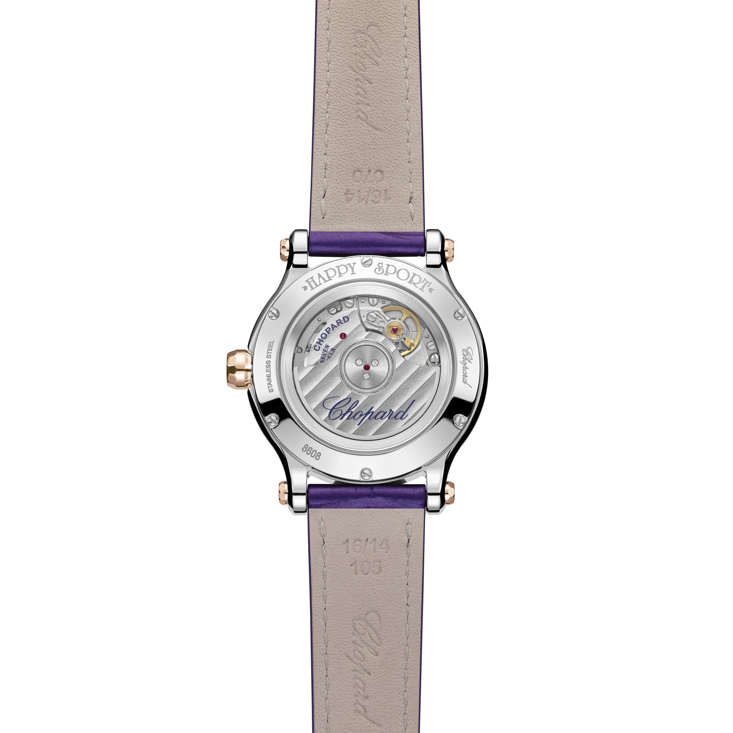 HAPPY SPORT 33 MM, AUTOMATIC, ETHICAL ROSE GOLD, LUCENT STEEL™ 278608-6012