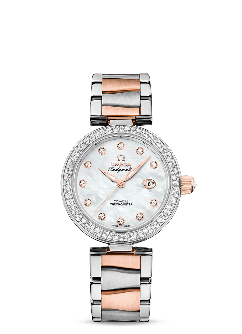Omega De Ville Co-Axial Master Chronometer Stainless Steel & 18K Sedna™ Gold & Diamonds Lady's Watch - Premium Luxury Product