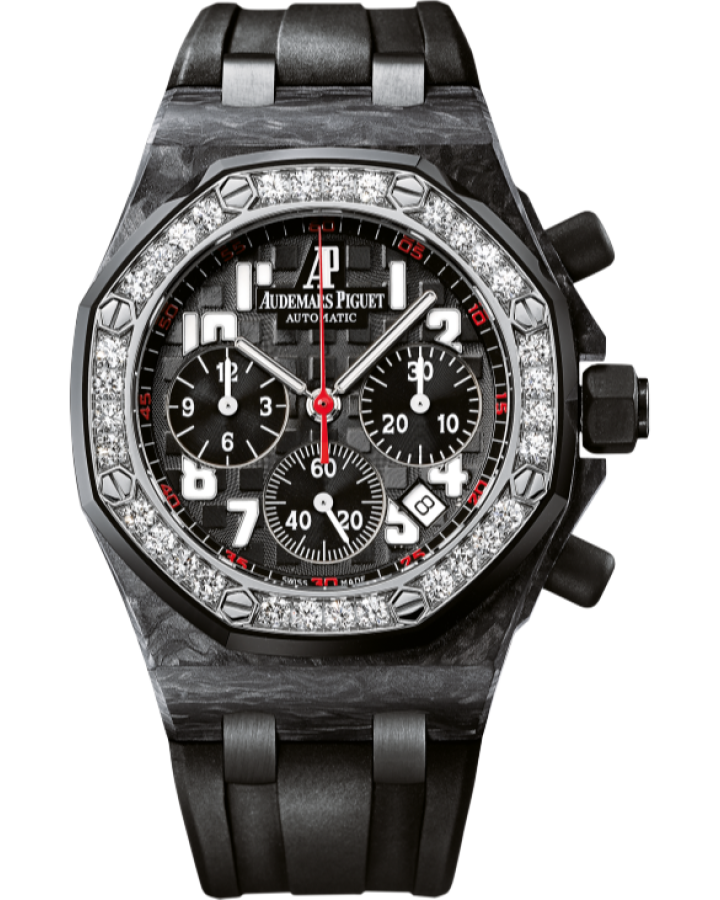 Audemars Piguet Royal Oak Chronograph Carbon & Diamonds Lady's Watch - Premium Luxury Product