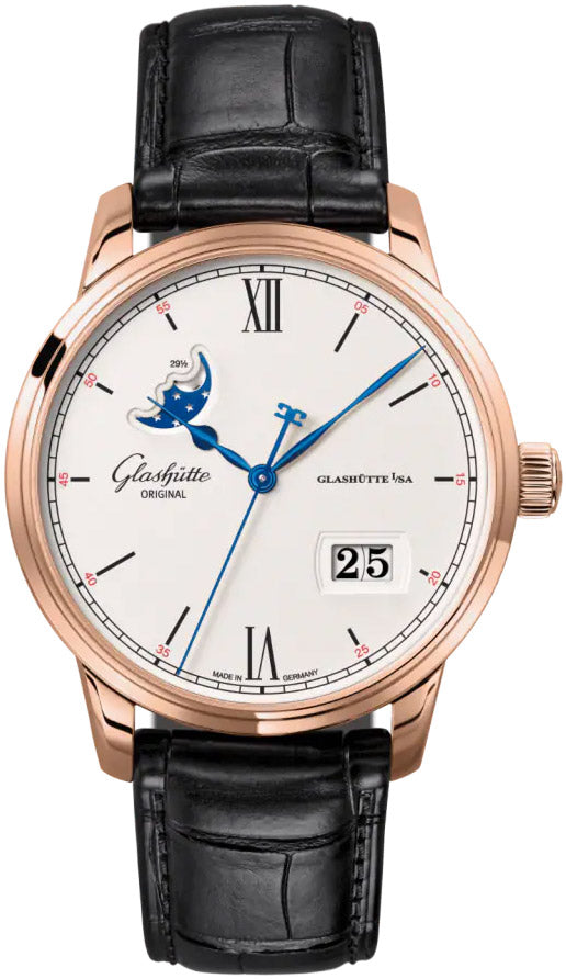 Glashutte Original Senator Excellence Panorama Date Moon Phase Red Gold Men's Watch - Premium Luxury Product