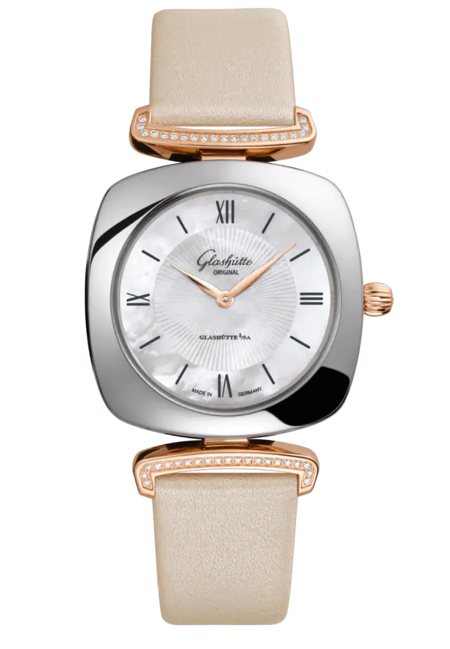 Glashutte Original Lady Collection Pavonina Stainless steel & Red Gold & Diamonds Lady's Watch - Premium Luxury Product