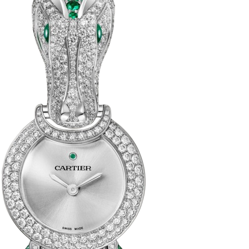 Cartier Panthere Animal Crocodile Jewelry De Cartier 18K Whitw Gold & Diamonds & Emeralds Lady's Watch - Premium Luxury Product