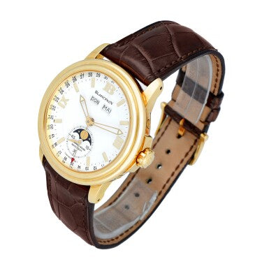 Blancpain Leman Moon Phase 18K Yellow Gold Men's Watch - Premium Luxury Product