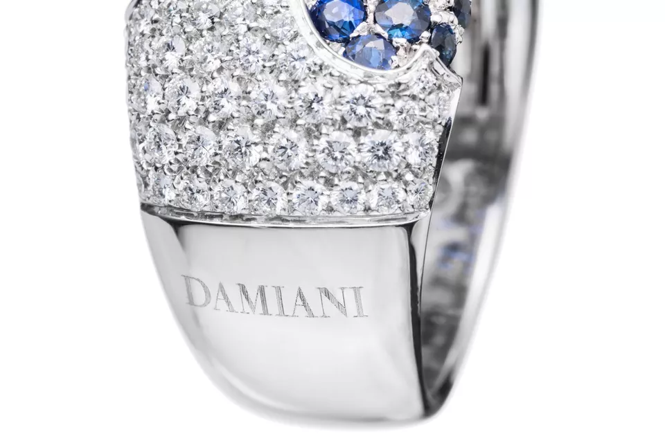 Damiani Fiordi White Gold & Diamonds & Sapphires Ladies Ring - Premium Luxury Product