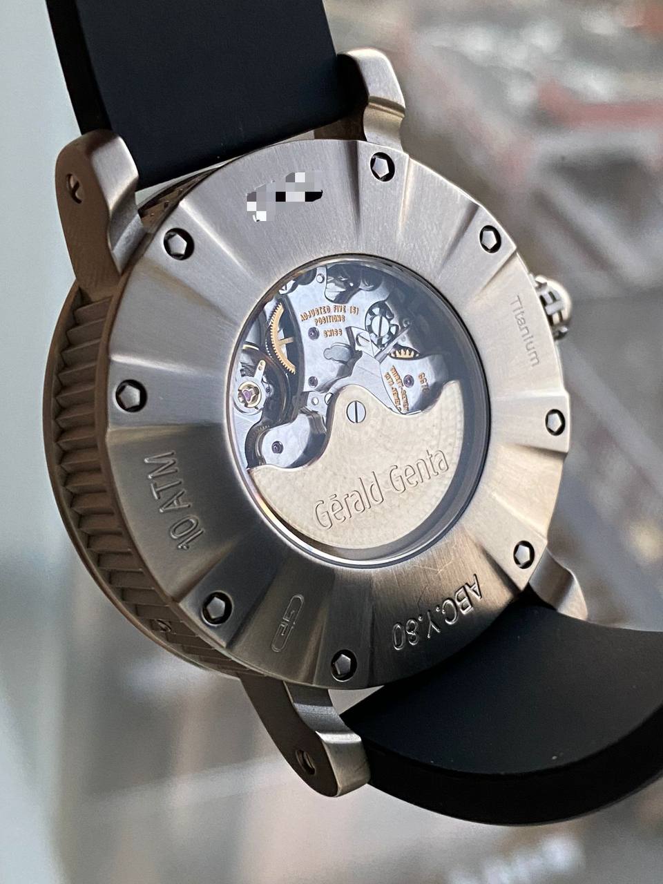 Gerald Genta Retrograde Arena Chrono Quattro Retro Titanium Mens Watch