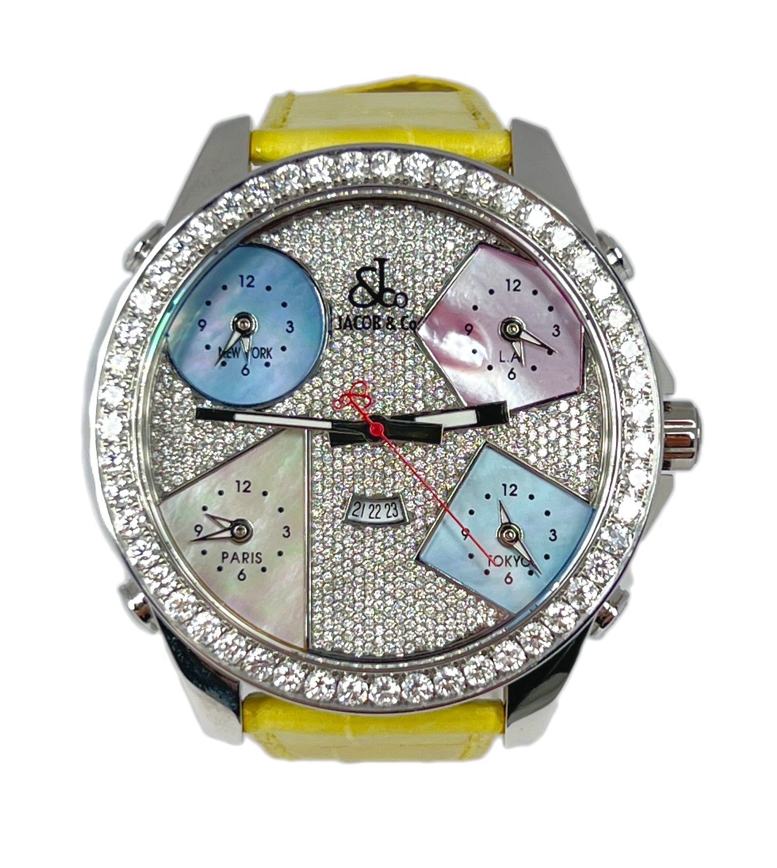 Jacob & Co Five Time Zone - 47mm Stainless Steel Diamonds Unisex Watch - Premium Luxury Product