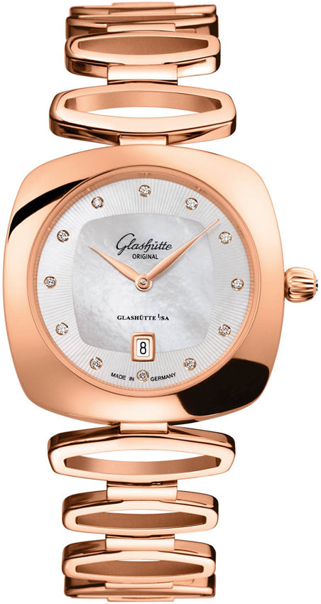 Glashutte Original Lady Collection Pavonia Date 18K Red Gold & Diamonds Lady's Watch - Premium Luxury Product