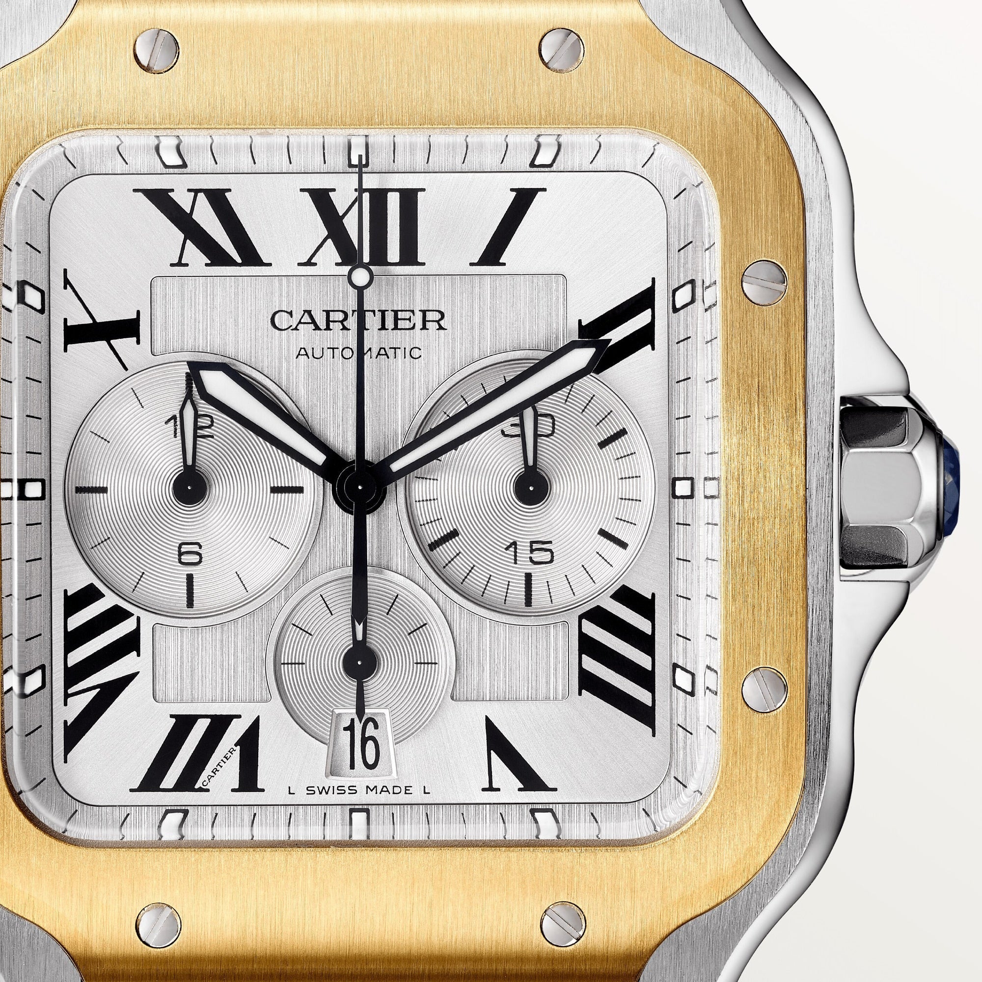 Cartier Santos Chronograph Stainless Steel & 18K Yellow Gold Men's Watch - Premium Luxury Product