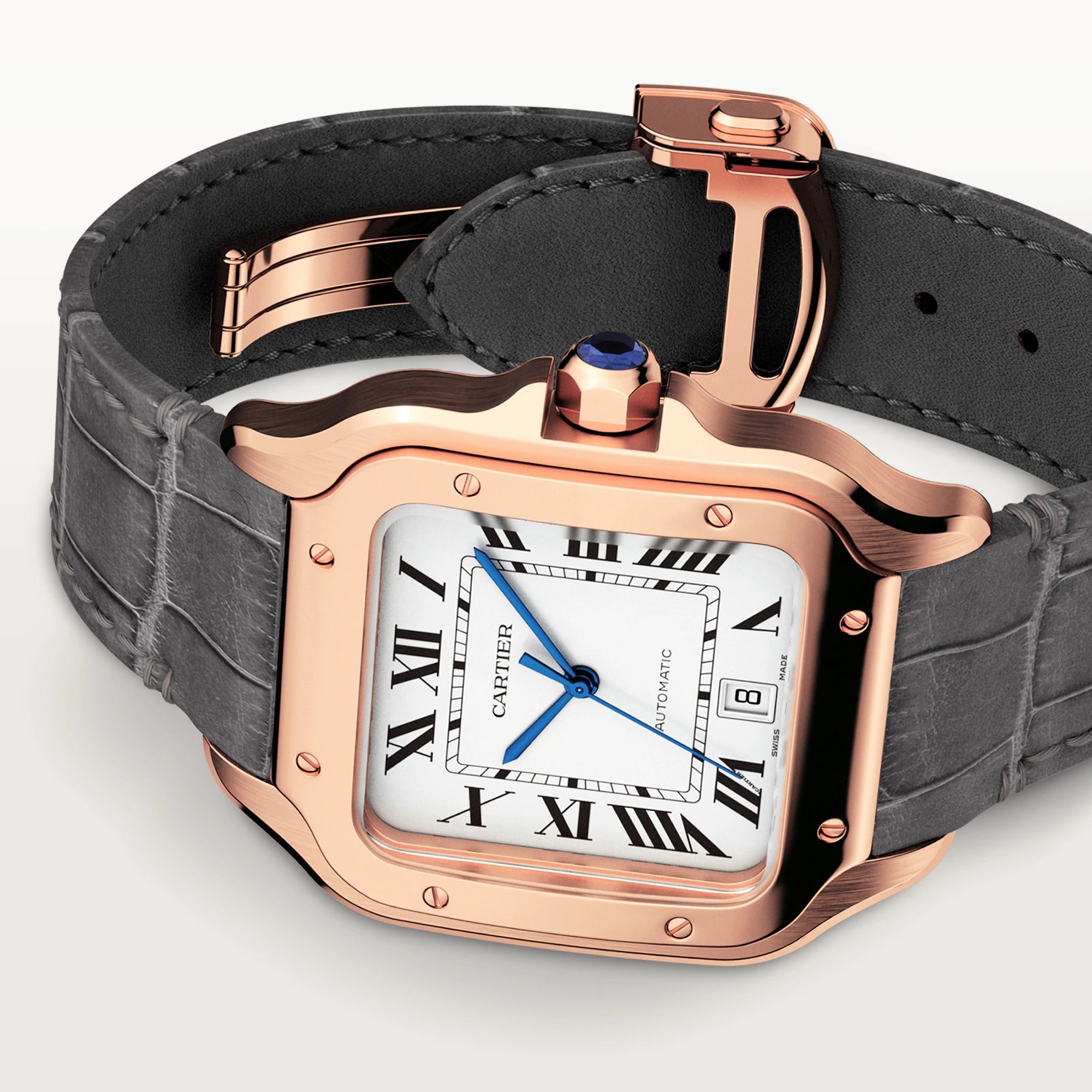 Cartier Santos 18K Rose Gold Men's Watch - Premium Luxury Product
