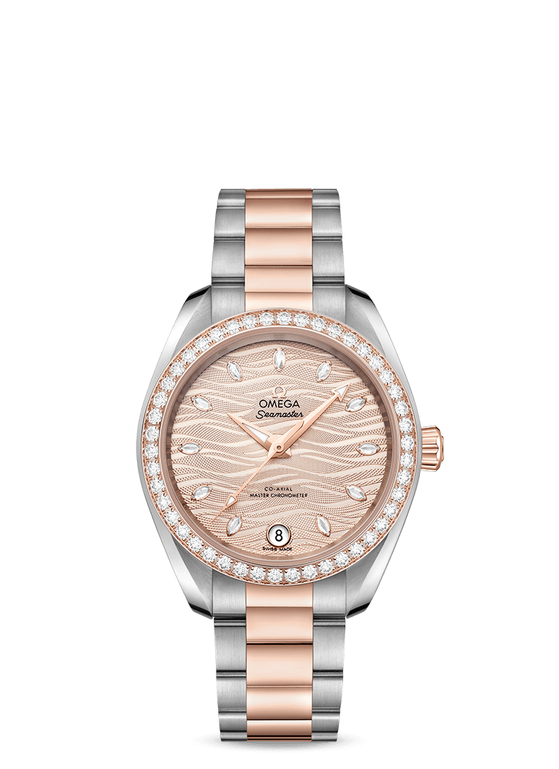 Omega Seamaster Aqua Terra Co-Axial Master Chronometer Stainless Steel & 18K Sedna™ Gold & Diamonds Lady's Watch - Premium Luxury Product