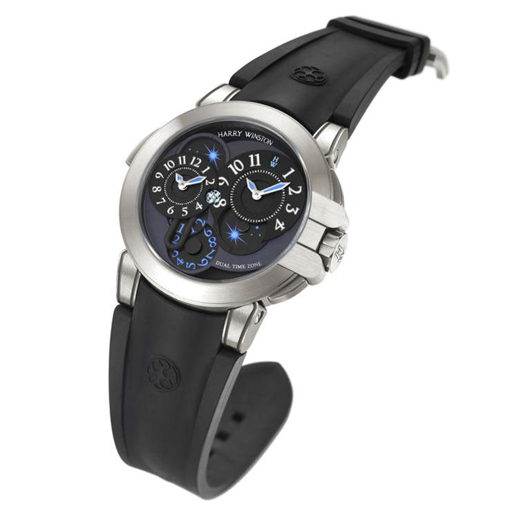 Harry Winston Ocean Dual Time 18K White Gold Men's Watch