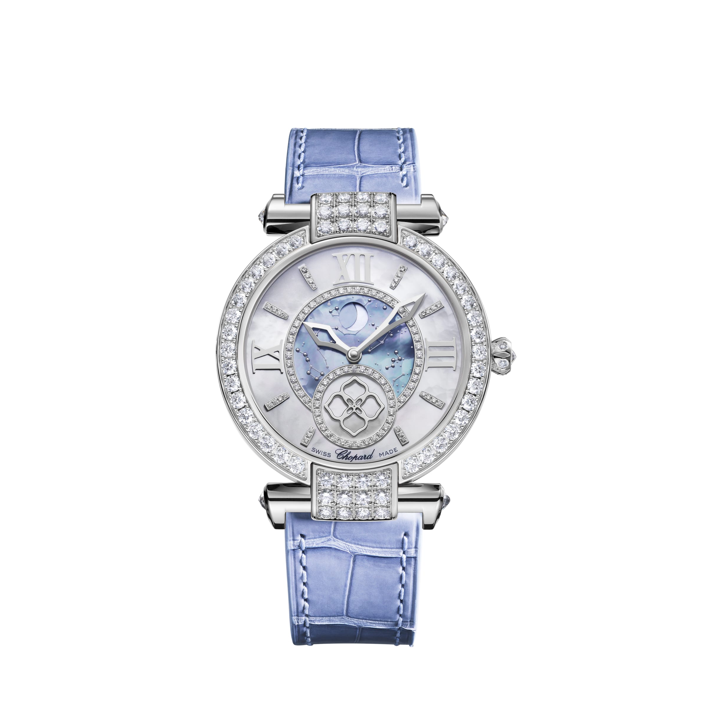 IMPERIALE MOONPHASE 36 MM, AUTOMATIC, ETHICAL WHITE GOLD, DIAMONDS 384246-1001 - Premium Luxury Product