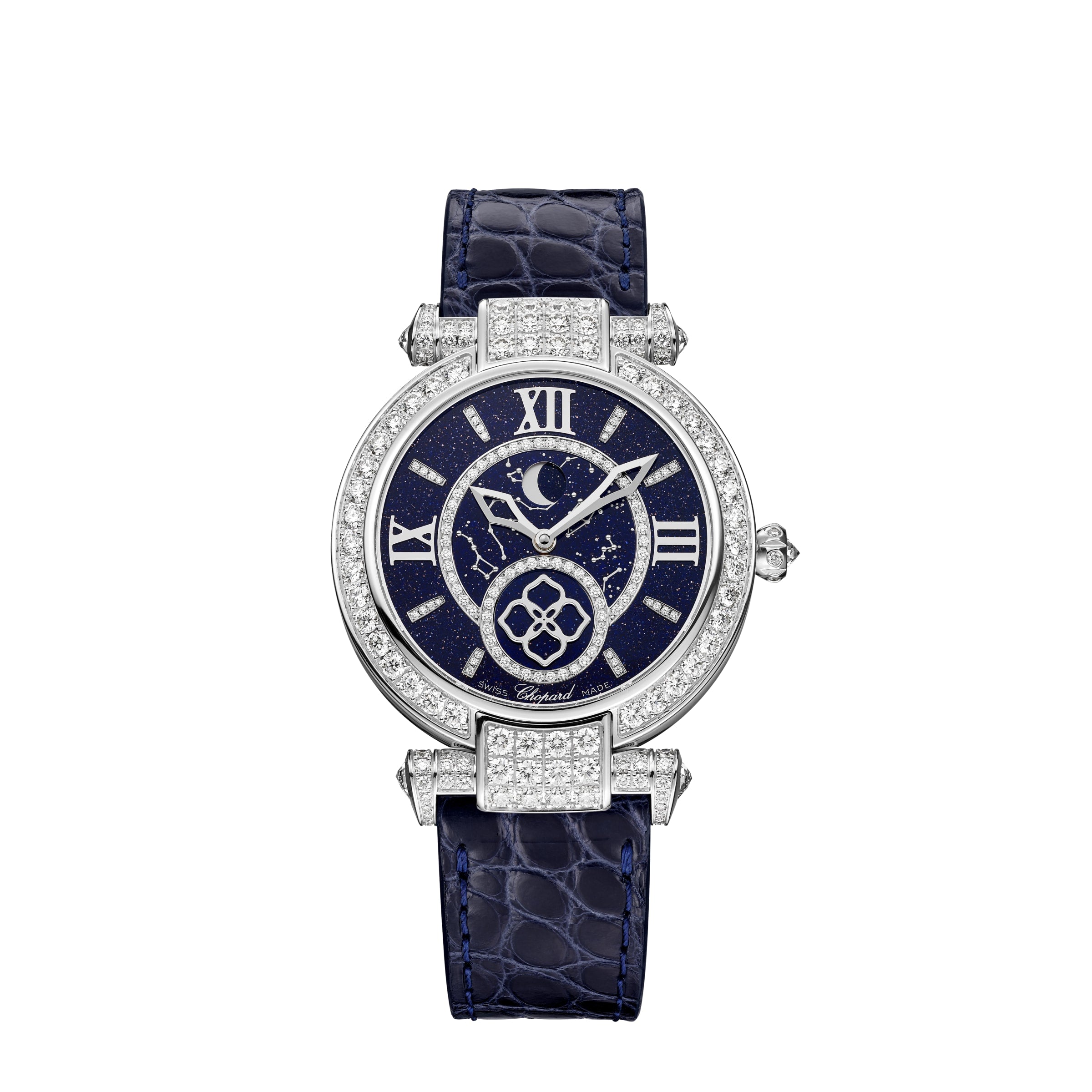 IMPERIALE MOONPHASE 36 MM, AUTOMATIC, ETHICAL WHITE GOLD, DIAMONDS 384246-1002 - Premium Luxury Product