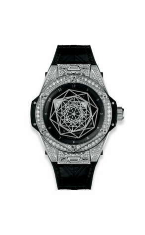 Hublot Big Bang Sang Bleu Stainless steel & Diamonds Lady's Watch - Premium Luxury Product