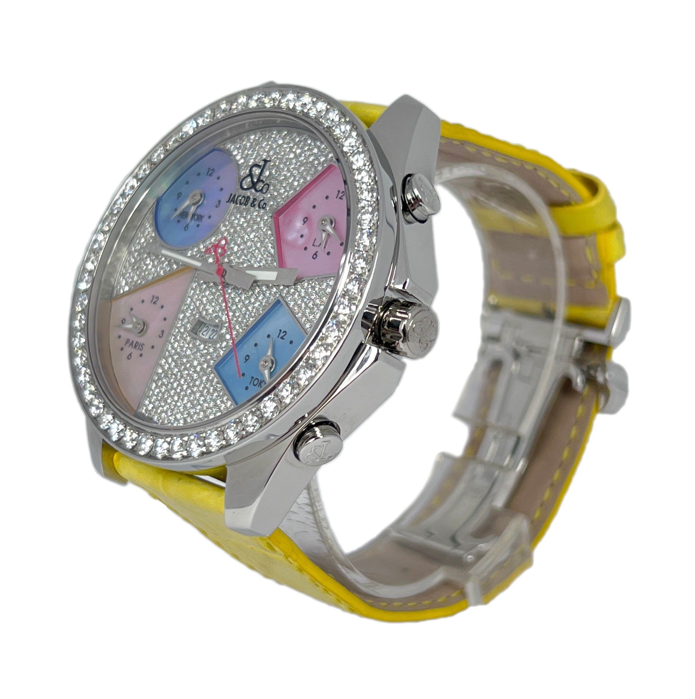 Jacob & Co Five Time Zone - 47mm Stainless Steel Diamonds Unisex Watch - Premium Luxury Product