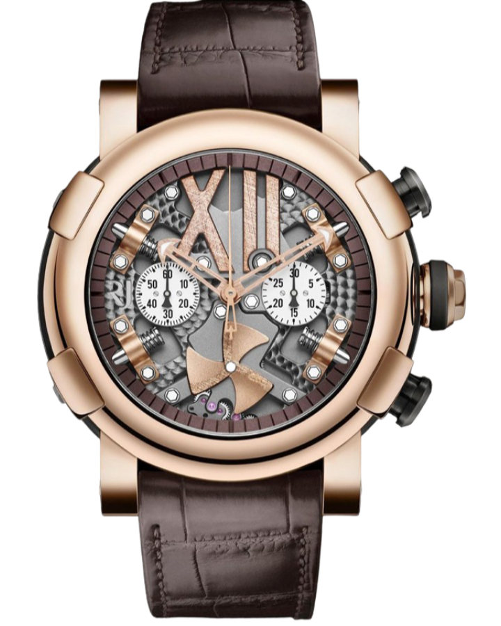 Romain Jerome Titanic-DNA Steampunk Chrono Full Red PVD Stainless steel & 18K Rose Gold Men's Watcn