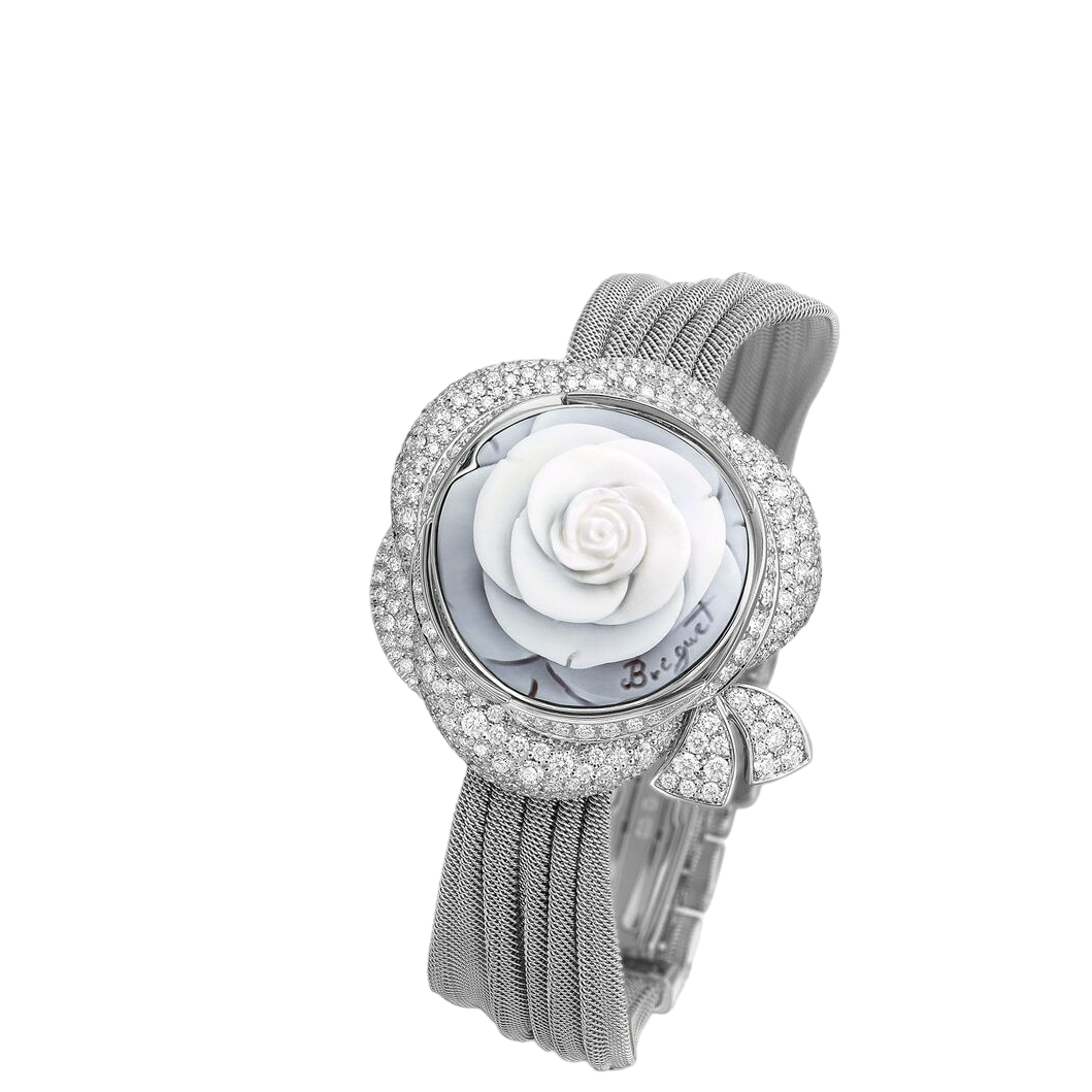 Breguet Reine de Naples Floral 18K White Gold & Diamonds Lady's Watch - Premium Luxury Product