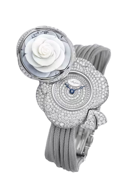 Breguet Reine de Naples Floral 18K White Gold & Diamonds Lady's Watch - Premium Luxury Product