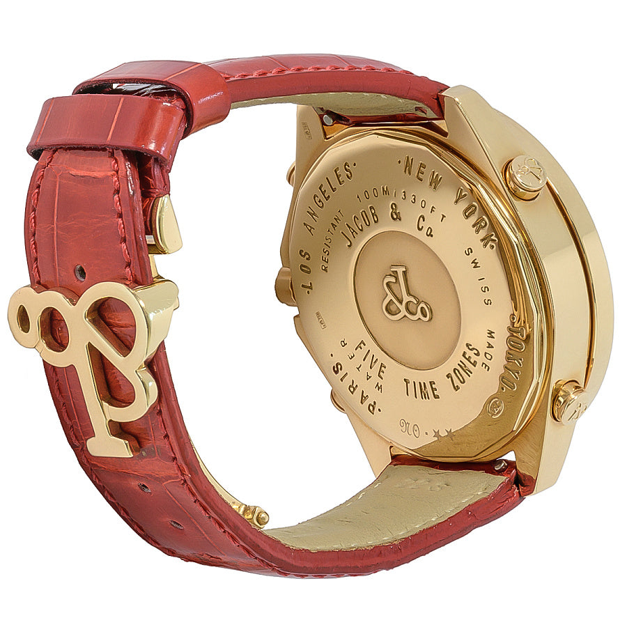 Jacob & Co Five Time Zone 18K Rose Gold & Diamonds Unisex Watch - Premium Luxury Product
