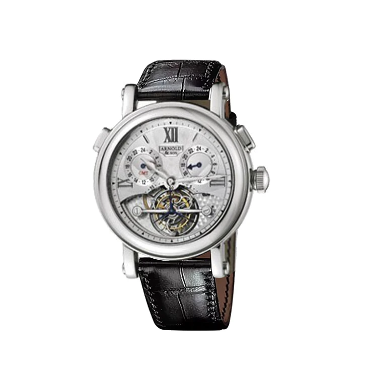 Arnold & Son Grand Complications GMT Tourbillon 3 Time Zone Platinum Men's Watch - Premium Luxury Product