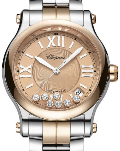 Chopard Happy Sport Stainlees steel and Ethical Rose Gold  & Diamonds Ladies Watc - Premium Luxury Product