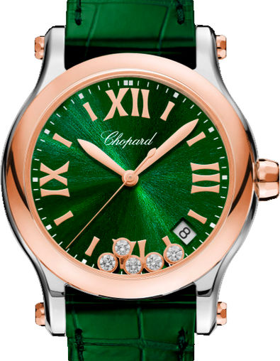 Chopard Happy Sport Stainlees steel and18K Rose Gold & Diamonds Ladies Watch - Premium Luxury Product