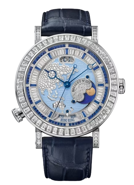 Breguet Classique “Hora Mundi”  Asia-Oceania Platinum & Diamonds & Sapphires Men's Watch - Premium Luxury Product