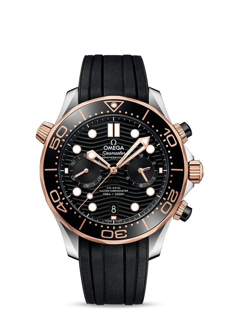 Omega Seamaster Diver Co-Axial Chronometer Chronograph Stainless Steel & 18K Sedna™ Gold Men's Watch - Premium Luxury Product