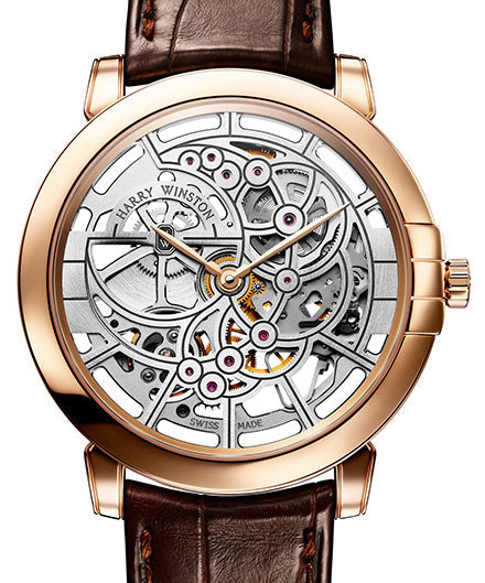 Harry Winston Midnight Skeleton 18K Rose Gold Men's Watch