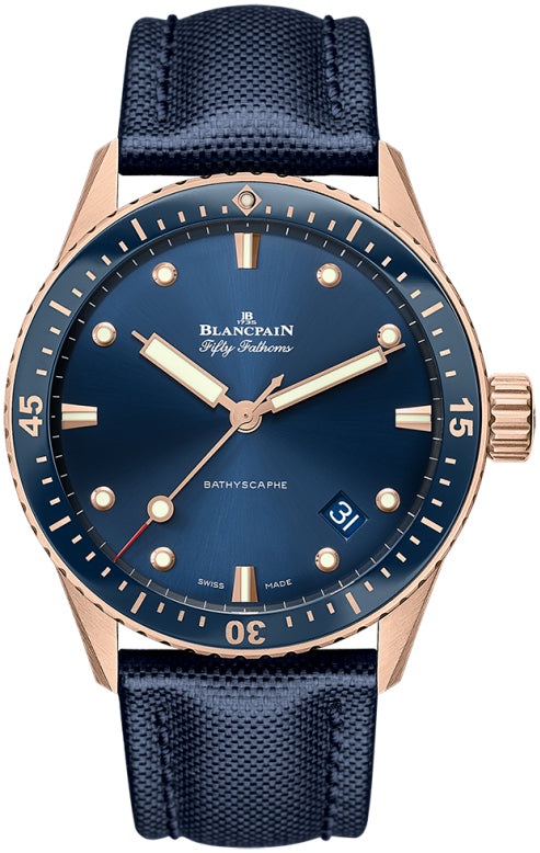 Blancpain Fifty Fathoms 18kt Rose Gold  Men's Watch - Premium Luxury Product